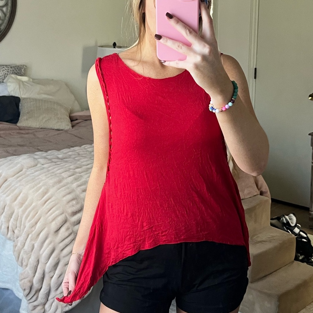 Full Tilt Red Asymmetrical Tank Top